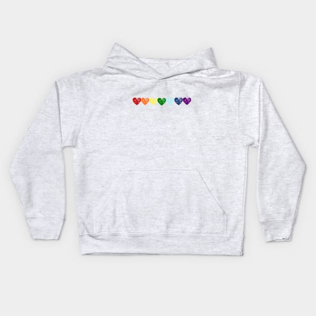 Rainbow Hearts Kids Hoodie by KateQR